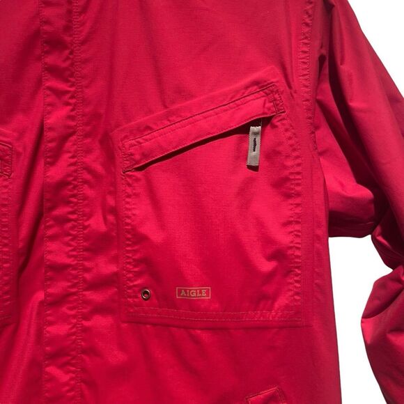 Aigle Men's Size L Red Windbreaker Jacket Full Zip Lined Hike Fish Sail *No Hood - Picture 3 of 16